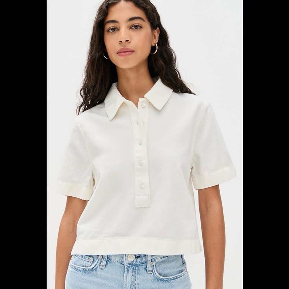 7 For All Mankind Linen Knit Button Down Short Sleeve Polo